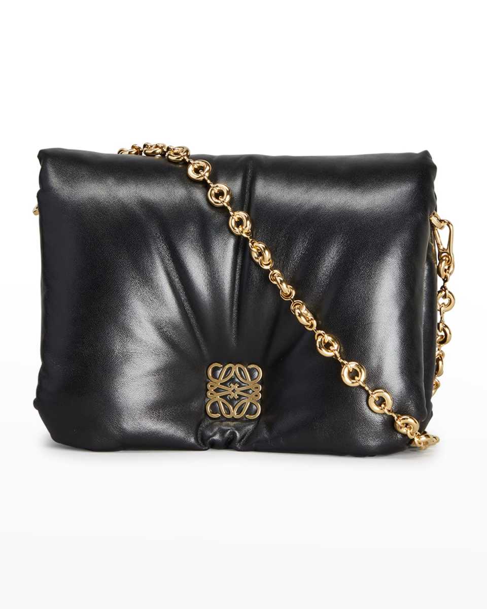 Goya Puffer Crossbody Bag in Shiny Napa Leather